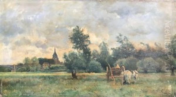 Paysage Des Environs De Barbizon Oil Painting by Adrien Jacques Sauzay