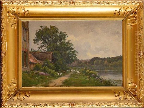 Canards Au Chemin De Hallage Oil Painting by Adrien Jacques Sauzay