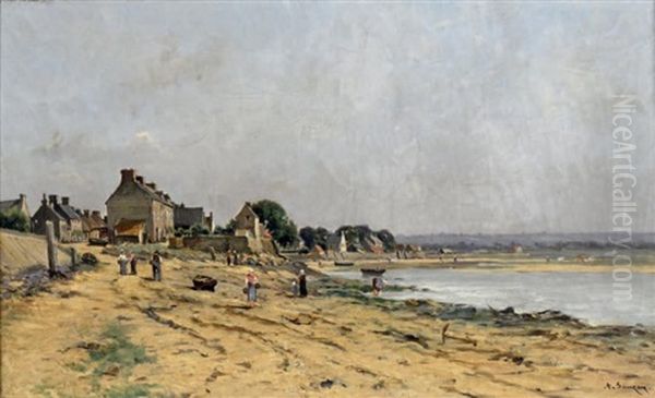 Bord De Mer En Bretagne Oil Painting by Adrien Jacques Sauzay