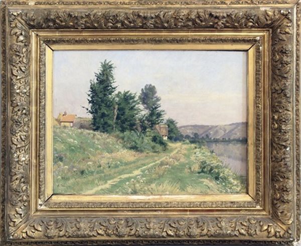 Chemin En Bord De Riviere Oil Painting by Adrien Jacques Sauzay