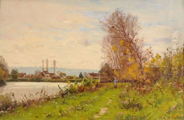 Seineufer Oil Painting by Adrien Jacques Sauzay