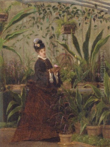 The Tropical Plant House Oil Painting by Adrien Jacques Sauzay