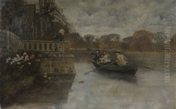 La Promenade En Barque Oil Painting by Jean David de Sauzea