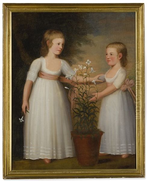 The Davis Children: Eliza Cheever Davis [shattuck] (1790-1828) And John Derby Davis (1792-1809) Oil Painting by Edward Savage