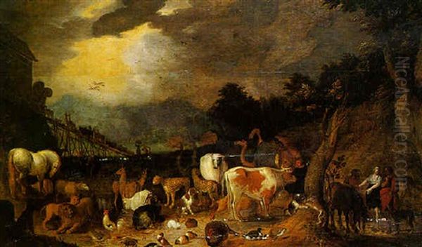 The Animals Gathering Before Noah's Ark Oil Painting by Jacob Savery the Elder