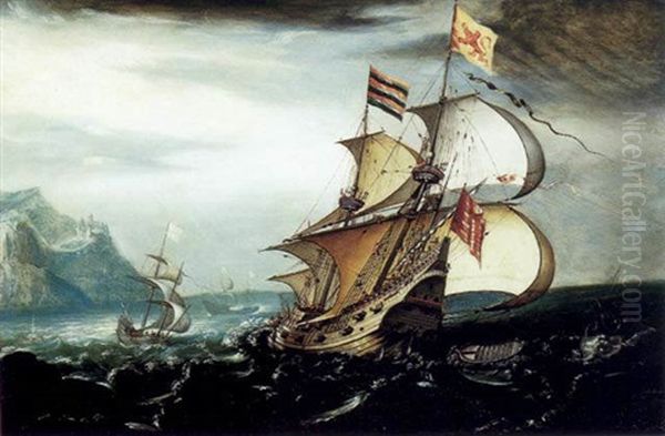 La Chasse A La Baleine Oil Painting by Hans Savery the Younger