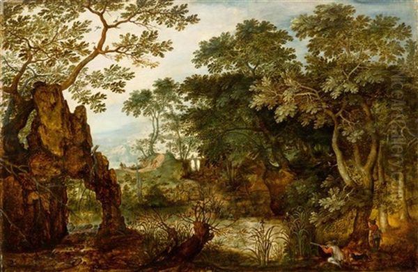 Forest Landscape With A Hunter by Roelandt Savery