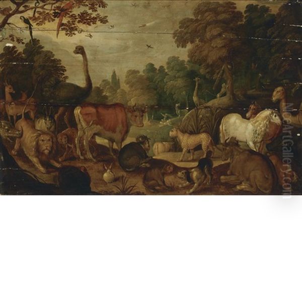 The Garden Of Eden Oil Painting by Roelandt Savery