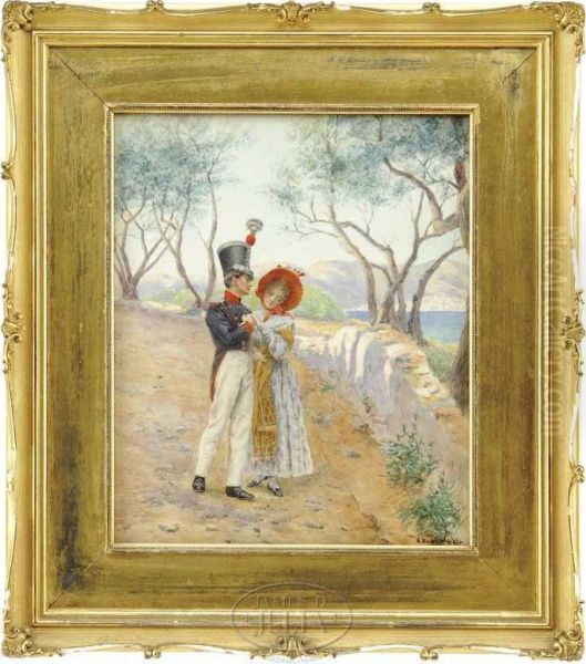 Out For A Stroll Oil Painting by Gustave Bourgain