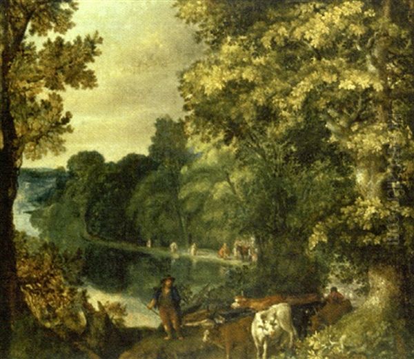 Landscape With Cattle And Drovers by Roelandt Savery