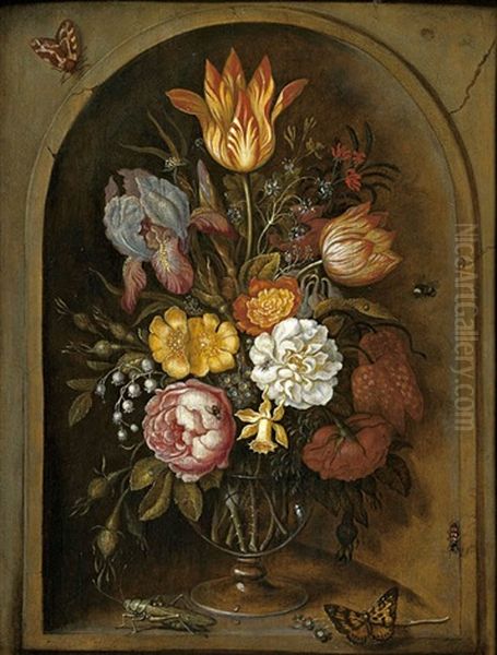 Bouquet De Fleurs Dans Une Niche Oil Painting by Roelandt Savery