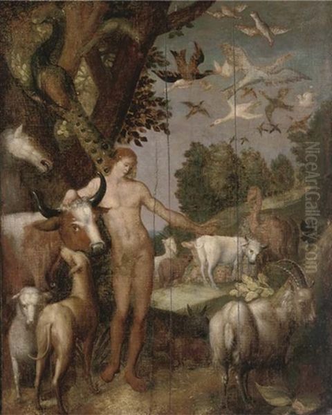 The Naming Of The Animals In The Garden Of Eden Oil Painting by Roelandt Savery