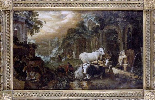 Scene Pastorale Dans Des Ruines Romaines Oil Painting by Roelandt Savery