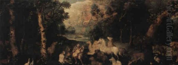 Orpheus De Dieren Betoverend Oil Painting by Roelandt Savery