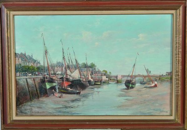 La Touque A Trouville Oil Painting by Paul Savigny