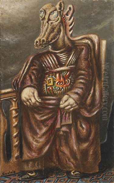 Sacerdozio Oil Painting by Alberto Savinio