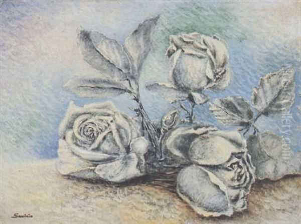 Les Roses Oil Painting by Alberto Savinio