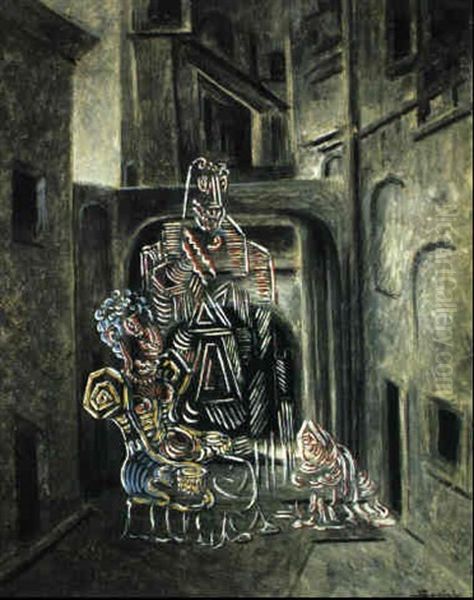 Personaggi Notturni Oil Painting by Alberto Savinio