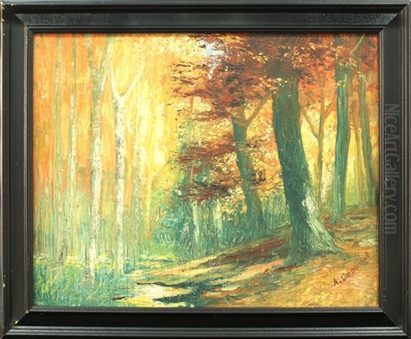 Wooded Landscape Oil Painting by Aleksandr Ivanovich Savinov