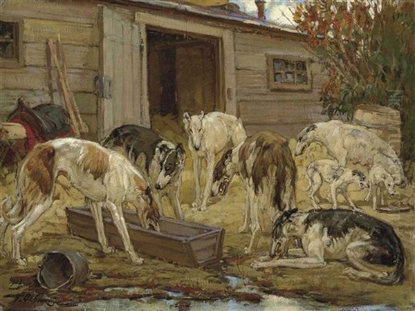 The Kennels Oil Painting by Georgiy Konstantinovich Savitsky