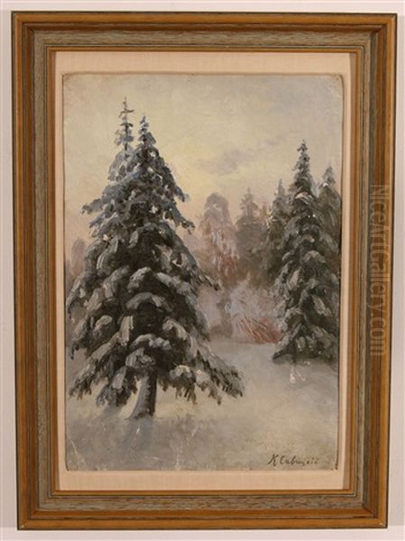 In The Winter Forest Oil Painting by Konstantin Apollonovich Savitsky