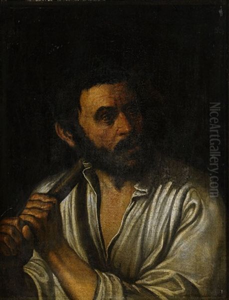 Man Med Yxa Oil Painting by Giovanni Girolamo (da Brescia) Savoldo