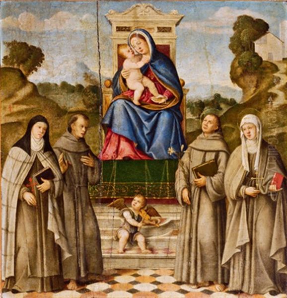 Sacra Conversazione, Madonna Mit Kind Und Heiligen Oil Painting by Giovanni Girolamo (da Brescia) Savoldo