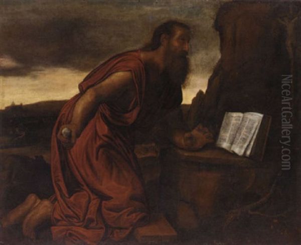 The Penitent Saint Jerome Oil Painting by Giovanni Girolamo (da Brescia) Savoldo