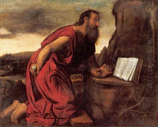 The Pentinent Saint Jerome Oil Painting by Giovanni Girolamo (da Brescia) Savoldo