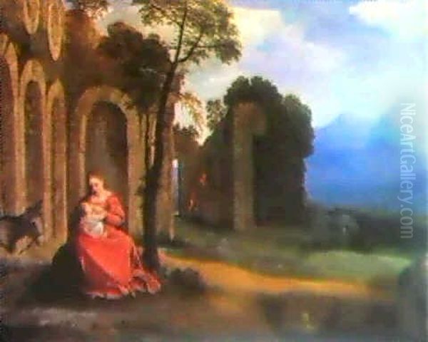 Le Repos Pendant La Fuite En Egypte Oil Painting by Giovanni Girolamo (da Brescia) Savoldo