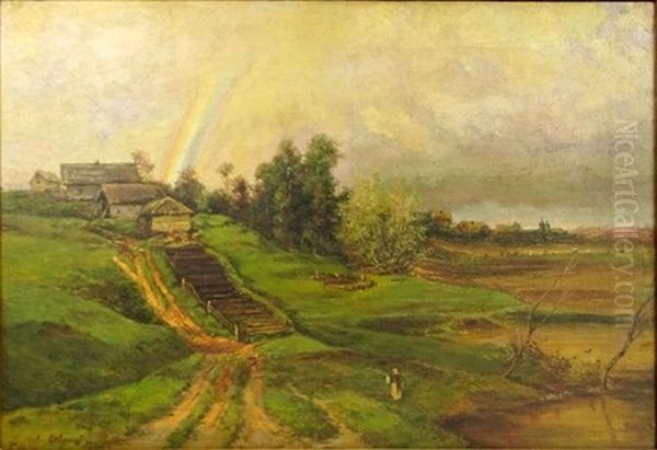 Landscape With Rainbow Oil Painting by Aleksei Kondratevich Savrasov