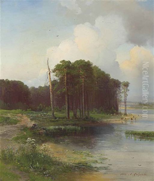 Losiny Ostrov Oil Painting by Aleksei Kondratevich Savrasov