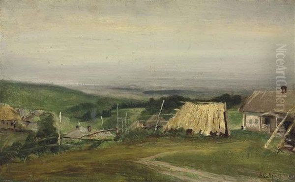 Village Landscape Oil Painting by Aleksei Kondratevich Savrasov