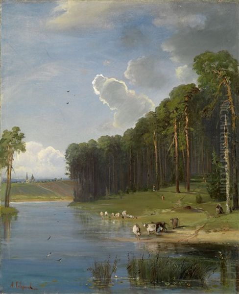 Pastoral Scene Oil Painting by Aleksei Kondratevich Savrasov