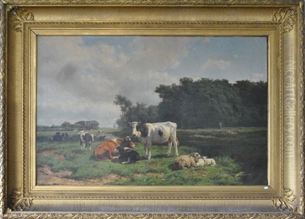 Vaches Dans Le Pre Oil Painting by Hendrik Savry