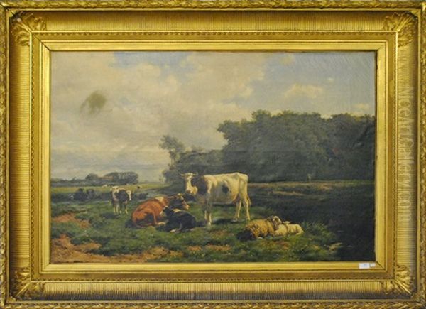 Vaches Dans Le Pre Oil Painting by Hendrik Savry