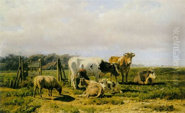 Milking Time Oil Painting by Hendrik Savry