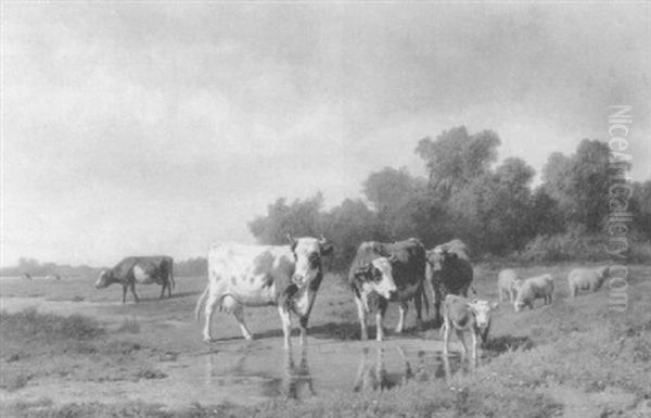 A Quiet Pasture Oil Painting by Hendrik Savry