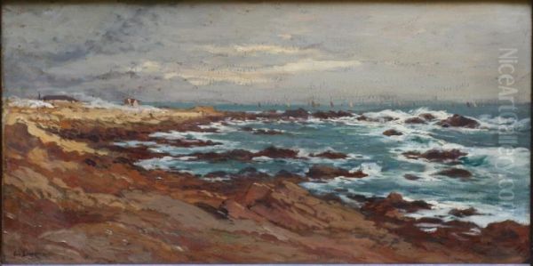 Cote Rocheuse En Bretagne Oil Painting by Eugene Bourgeois