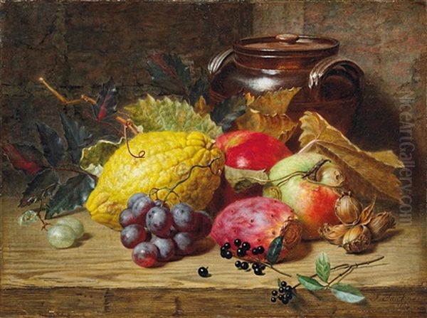 Fruchtestillleben Oil Painting by James Gay Sawkins