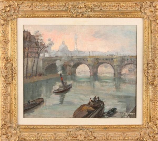 The Famous Pont Neuf, Paris Oil Painting by Philip Ayer Sawyer