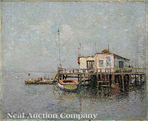 Fishing Club, Jamaica Bay, New York City Oil Painting by Paul Sawyier