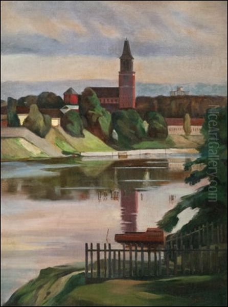 Turku Nakyma Oil Painting by Oskar Saxelin