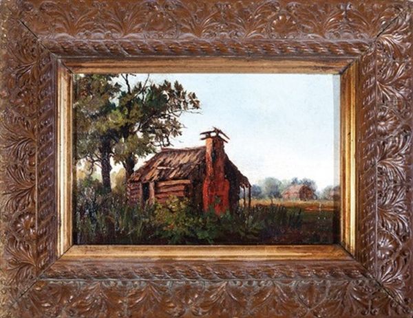 Louisiana Cabin Scene Oil Painting by Lulu Saxon