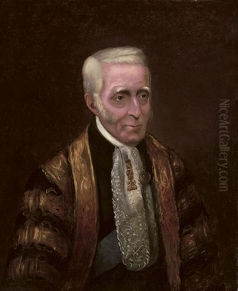 Portrait Arthur Wellesley, Duke Of Wellington In The Robes Of The Chancellor Of The Oxford University Oil Painting by Frederick Richard Say