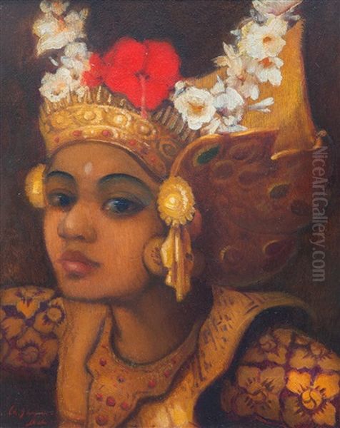 Portrait Of A Balinese Legong Dancer Oil Painting by Charles Sayers