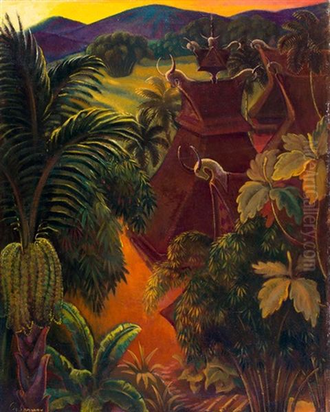 Batak Dorp, Sumatra Oil Painting by Charles Sayers