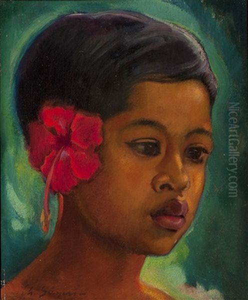 Tjokorde Alit, Small House Servant Of Anak Agoeng, Governor Of Bangli, Z. Bali Oil Painting by Charles Sayers