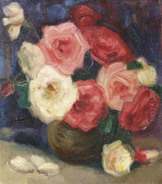 Red And White Roses Oil Painting by Charles Sayers