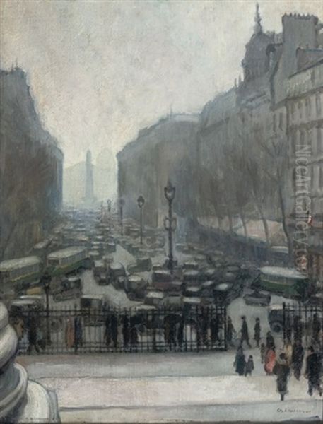 View Of The Place De La Concorde From The Madeleine, Paris Oil Painting by Charles Sayers